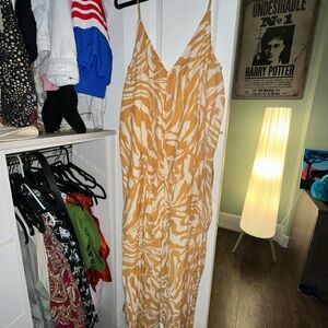 H&M Orange and White Zebra Print Jumpsuit
